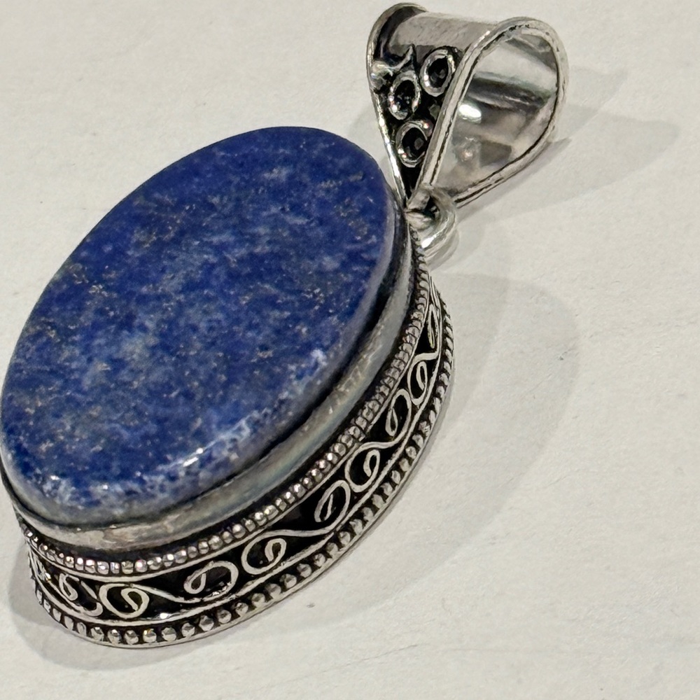 🆕 Natural Lápiz Lazuli Gemstone Pendant Sterling Silver 🆕